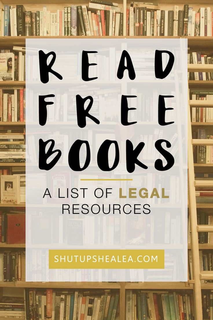 bookshelf full of books with the title read free books, a list of legal resources