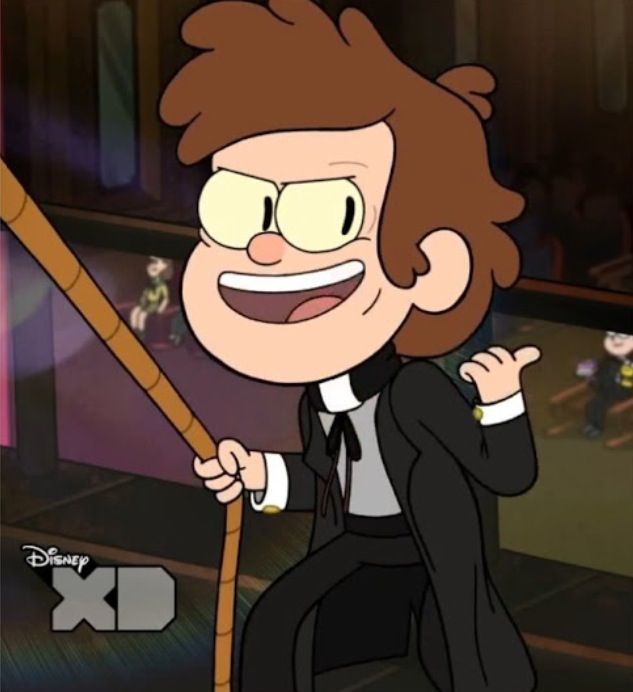 an animated image of a man in a tuxedo holding a cane and smiling