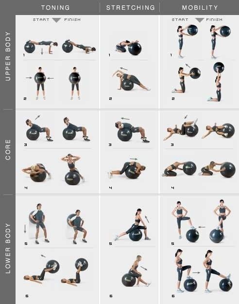 a series of photos showing how to do an exercise with kettlebells and balls