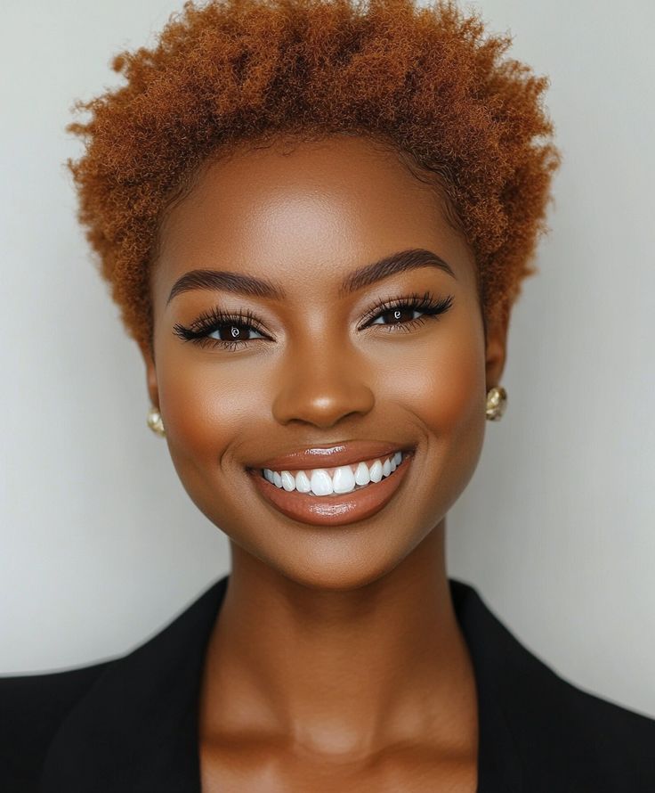 Gorgeous Ways to Rock a Golden Brown TWA with Subtle Fall Lowlights 🍂 Brown Twa, Twa Hair Color, Fall Lowlights, Short African Hairstyles, Low Cut Hairstyles, Hair Colors For Black Women, Colors For Black Women, Short Dyed Hair, Haircut For Face Shape