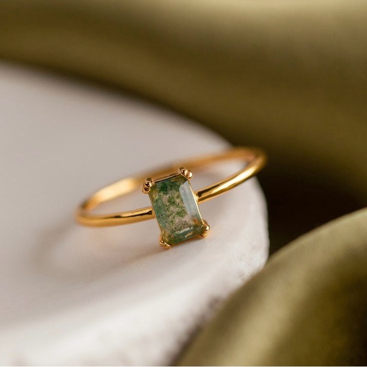 Brand New, Just Doesn’t Fit The Finger I Wanted It To:( Sliced Diamond Ring, Rose Gold And Emerald Green Wedding Ring, Elegant Emerald Ring Gift Tarnish Resistant, Emerald And Gold Ring, Dainty Promise Rings, Gold Ring With Stone, Classy Rings, Etsy Rings, Green Wedding Rings