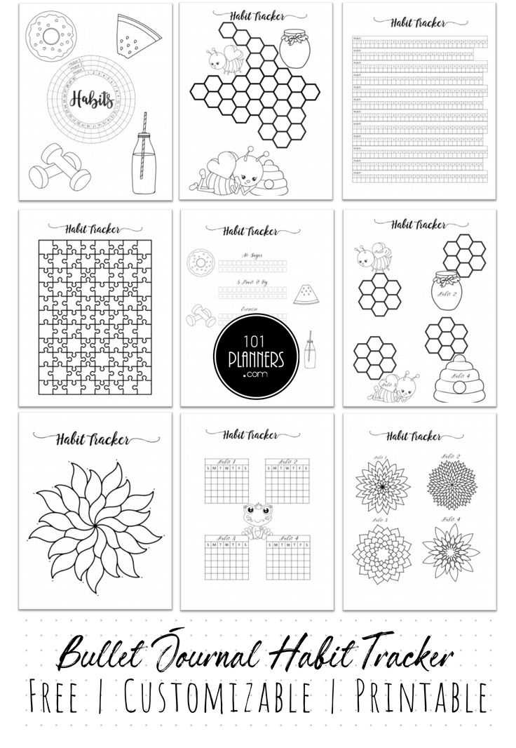 Free printable bullet journal habit trackers that can be customized before you print. Printable Trackers Free, Bullet Journal Printables Free Templates, Habit Tracker Bullet Journal Printable, Free Habit Tracker Printable, Journal Tracker Ideas, Daily Habit Tracker Printable, Free Printable Habit Tracker, Free Bullet Journal Printables, Printable Mood Tracker