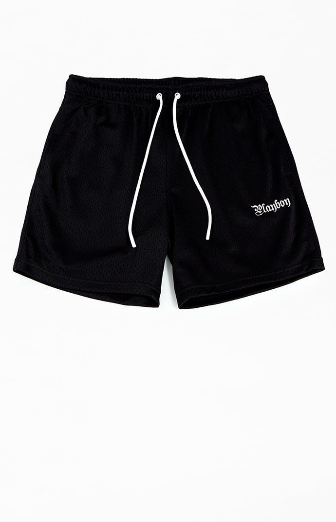 PacSun Exclusive! The Playboy by PacSun Ride Mesh Shorts offer a blend of style and comfort with their drawstring waistline, side pockets, and single back pocket. Featuring a standard fit and lightweight mesh fabrication, these shorts are perfect for everyday wear and active lifestyles.


	Elastic stretch waistline
	Side pockets
	Standard fit
	Single back pocket
	Embroidery at the hem
	100% Polyester
	11.5" Rise
	6.5" Inseam
	17" Outseam
	Machine washable
	Model is wearing size medium
	Model Measurements: 6'1” Height, 31” Waist, 33” Inseam Back Pocket Embroidery, Pocket Embroidery, Mesh Shorts, Cozy Sweatshirts, Active Lifestyle, Model Measurements, Pacsun, Short Pants, Black Men