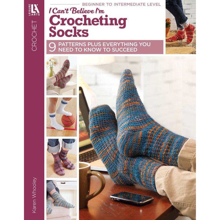 there is a book about crocheting socks on the table