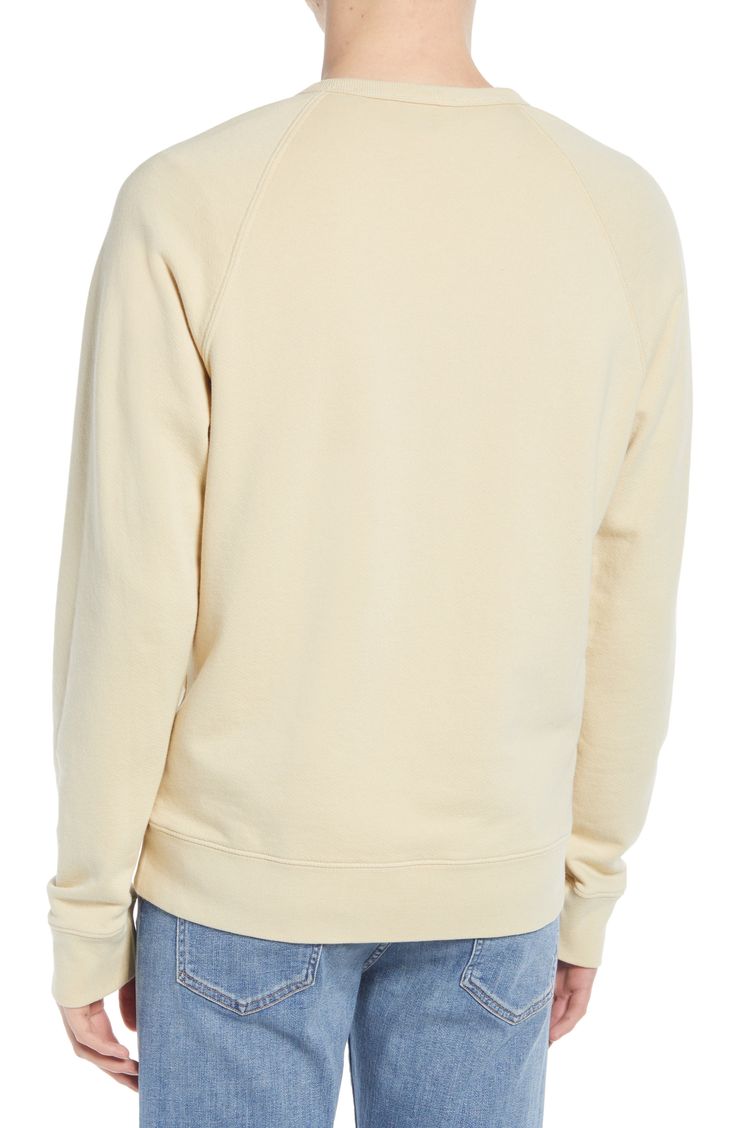 Cotton construnction ensures breathable comfort in this crewneck sweatshirt with raglan sleeves and ribbing at the collar, cuffs and hem. 28" length (size Medium) Crewneck Ribbed cuffs and hem 100% cotton Machine wash, tumble dry Made in the USA Men's Clothing Casual Cream Crew Sweatshirt, Classic Cream Cotton Sweatshirt, Casual Crew Neck Sweater With Ribbed Collar, Classic Sweatshirt With Ribbed Crew Neckline, Everyday Crew Sweatshirt With Ribbed Cuffs, Everyday Crew Neck Sweatshirt With Ribbed Cuffs, Classic Crew Sweats With Ribbed Cuffs, Everyday Crew Sweater With Ribbed Neckline, Everyday Crew Neck Sweater With Ribbed Cuffs