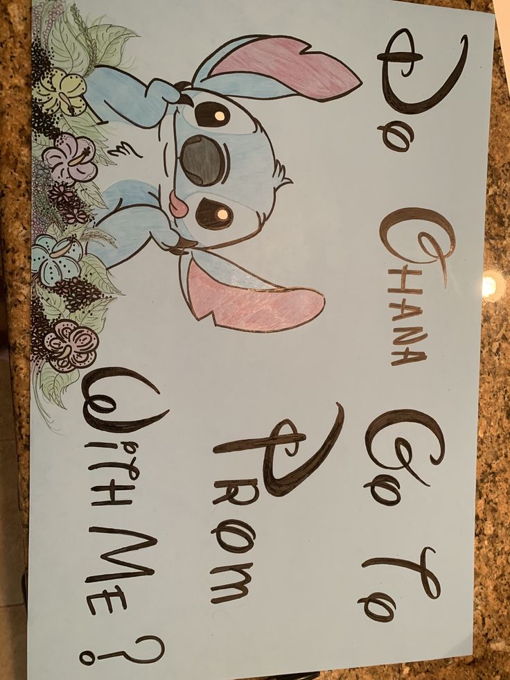 Poster Ideas For Asking Someone Out, Lilo And Stitch Promposal Ideas, Disney Prom Proposal, Stitch Promposal Ideas, Hoco Proposals Ideas Stitch, Hoco Proposals Ideas Lilo And Stitch, Hoco Proposals Ideas Princess Tiana, Lilo And Stitch Promposal, Sanrio Hoco Proposal