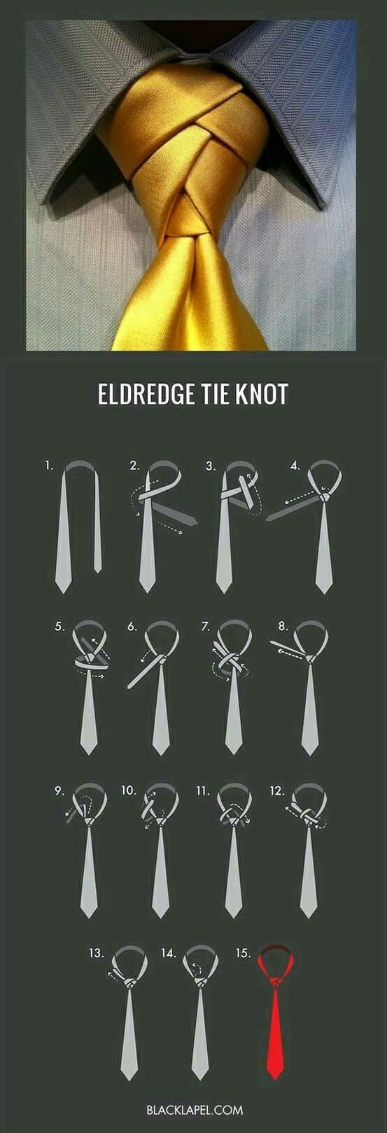 Tie a tie Tali Leher Lelaki, Eldredge Knot, Simpul Dasi, Tie A Necktie, Types Of Ties, Neck Tie Knots, Kraf Diy, Tie Styles, Men Style Tips