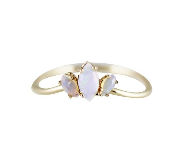 💚OPALS ARC TRIO RING – LUMO Trio Ring, All That Glitters, Australian Opal, Morganite, Prong Setting, Favorite Color, Heart Ring, Solid Gold, Opal