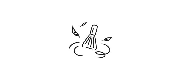 a black and white drawing of a spatula with leaves coming out of the top