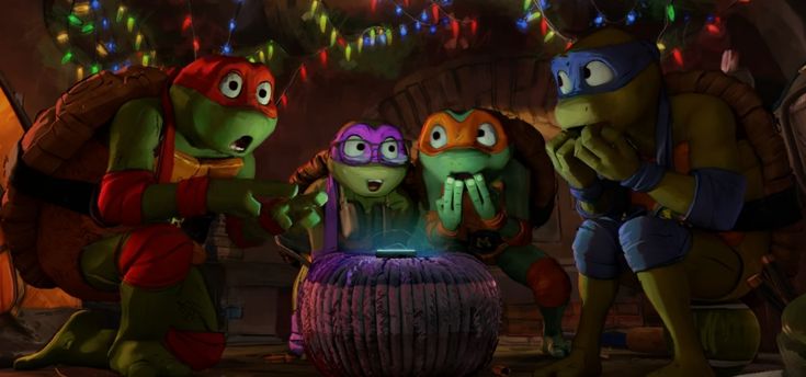 the teenage mutant turtles in teenage mutant 3 are surrounded by other teenage mutant characters and lights