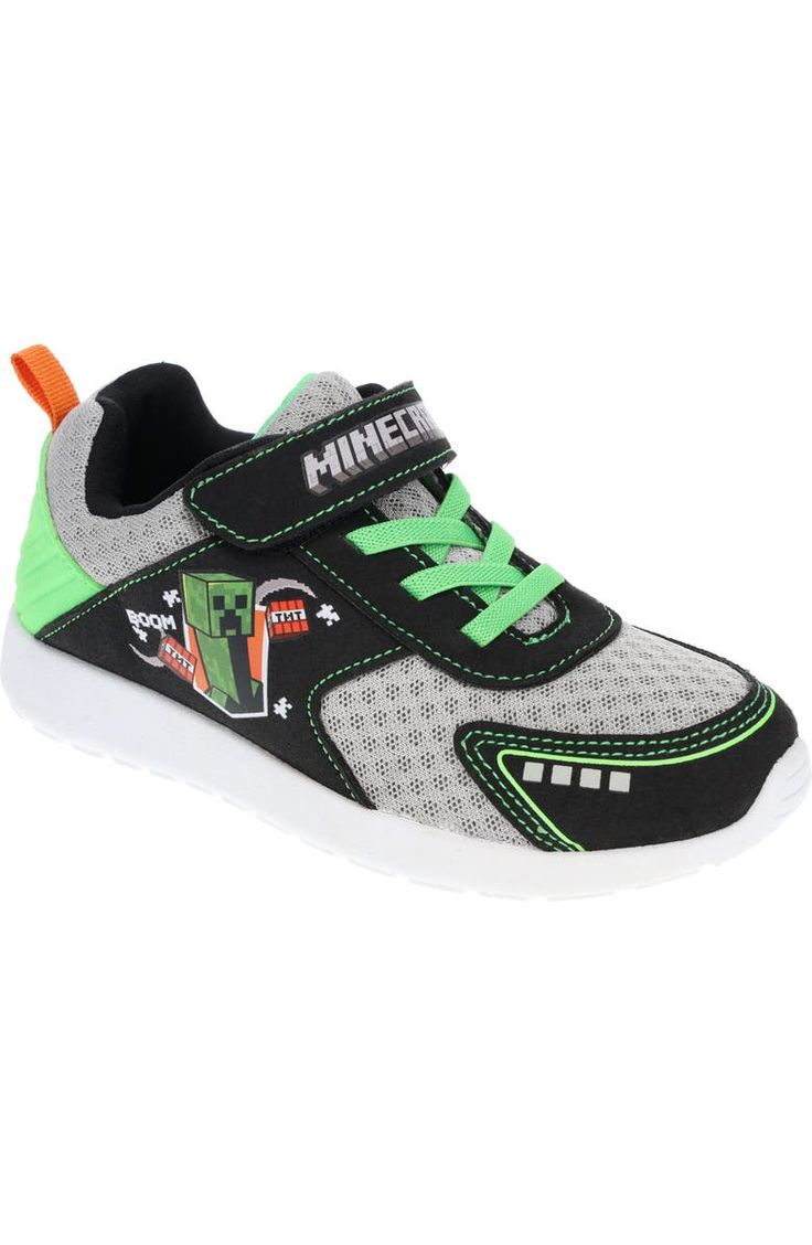 SG Footwear Kids' Minecraft© Sneaker | Nordstromrack Sporty Breathable Sneakers For Playtime, Sporty Breathable Sneakers For Casual Wear, Playful Lace-up Sneakers For Sports, Playful Lace-up Sports Sneakers, Playful Low-top Sports Sneakers, Green Non-slip Sneakers For Light Sports, Playful Low-top Breathable Sneakers, Green Training Sneakers With Laces, Sporty Non-slip Sneakers For Playtime