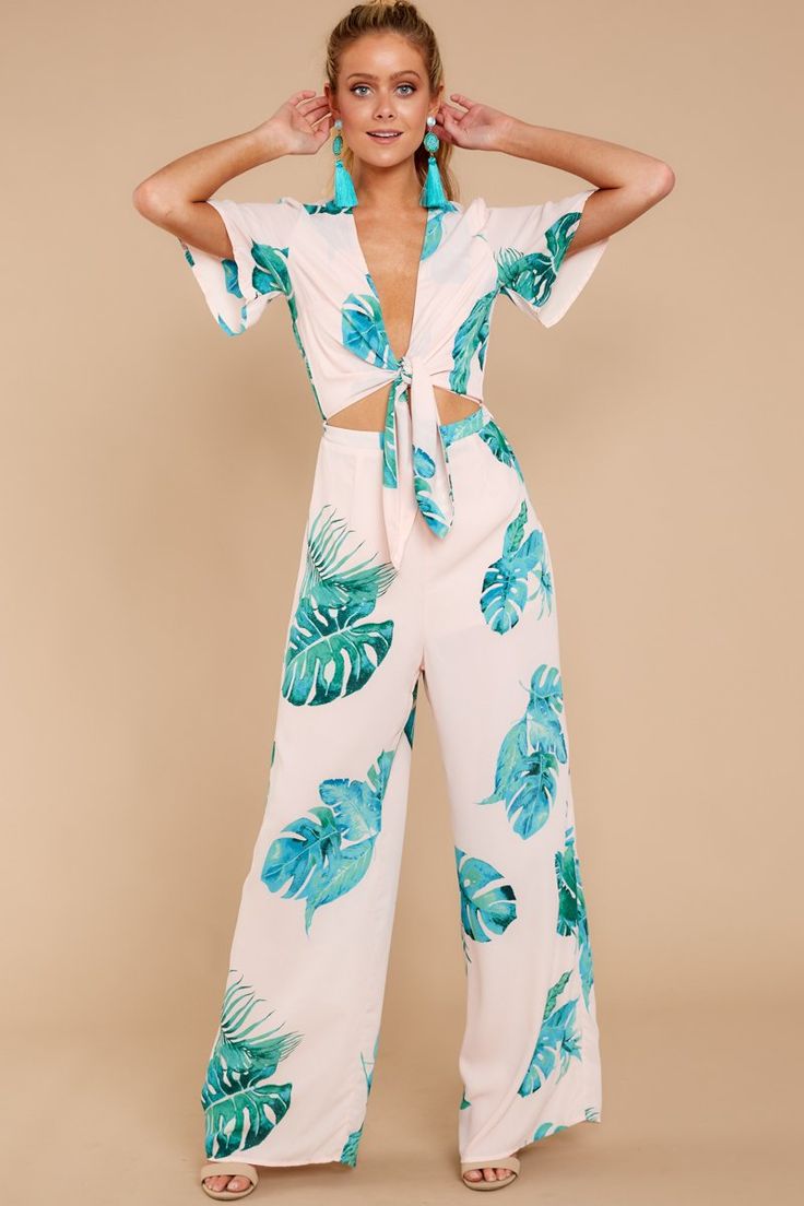 Tropical Jumpsuit, Tropical Clothing, Tropical Dresses, Hawaiian Outfit Ideas, Tropical Outfit, Tropical Fashion, Tropical Dress, Red Dress Boutique, Printed Jumpsuit