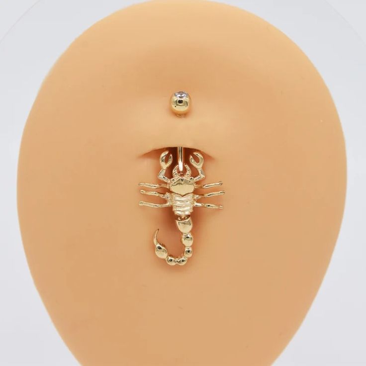 14k Solid Gold Scorpion Belly Button Ring Navel Piercing Round Stones Threaded Navel Ring Barbell Belly Jewelry - Etsy Canada Scorpion Belly Button Piercing, Scorpion Belly Button Ring, Scorpion Piercing, Belly Piercing Gold, Gold Scorpion, Eyebrow Piercing Jewelry, Navel Piercing Jewelry, Belly Button Piercing Jewelry, Navel Jewelry