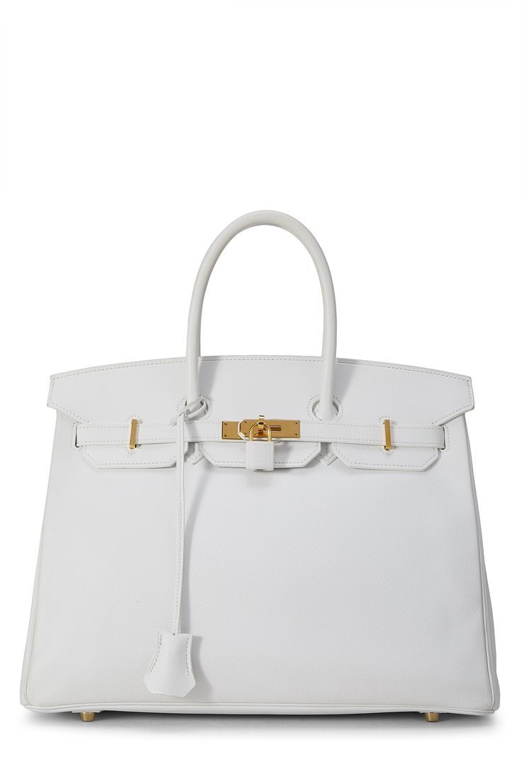 Hermès White Epsom Birkin 35 Handbag White Birkin Bag, White Birkin, Birken Bag, Kily Jenner, Tas Hermes, Birkin Bags, Handbag Design, Vintage Designer Bags, Luxury Bags Collection