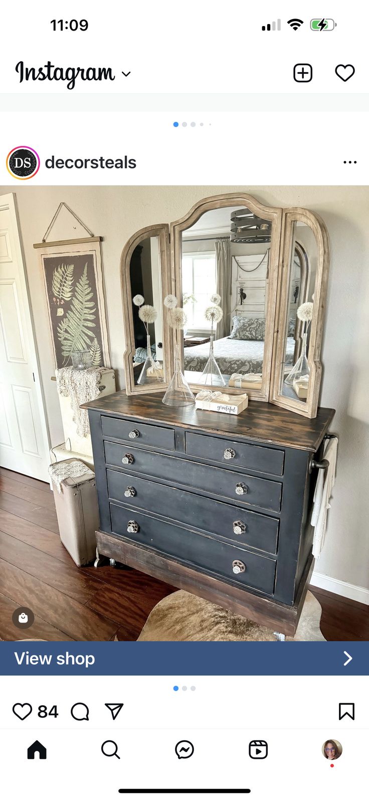 an old dresser has been painted with chalk paint and is being displayed on instagram