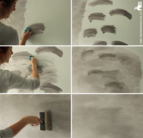 a woman is painting the wall with white paint and brush in different stages of being smothered