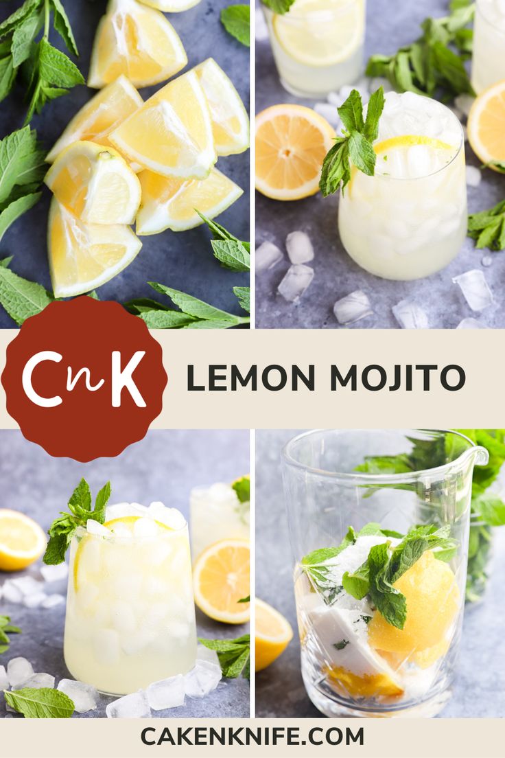 lemon mojito with mint garnishes and ice