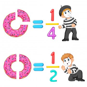 a set of numbers with cartoon characters and doughnuts on white backgroud