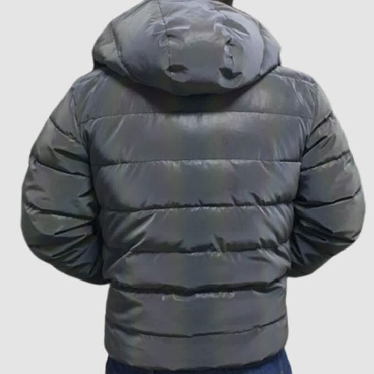 Reflective Pocket Zipper Thicken Hooded Coat Gray Puffer Jacket With Pockets For Cold Weather, Gray Hooded Outerwear For Winter, Gray Hooded Winter Outerwear, Solid Color Hooded Puffer Jacket With Adjustable Hood, Gray Hooded Puffer Jacket With Detachable Hood, Hooded Puffer Jacket With Double-lined Hood, Sporty Hooded Puffer Jacket With Pockets, Gray Hooded Puffer Jacket For Winter, Casual Hooded Puffer Jacket For Outdoor Activities