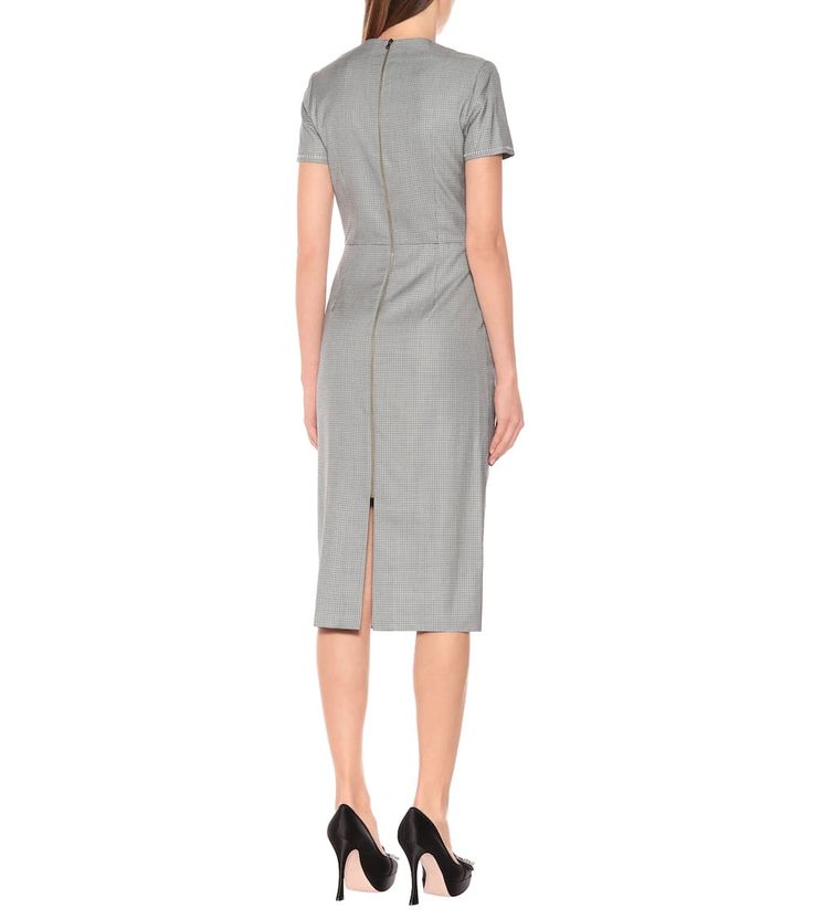 Roland Mouret - Dalva wool and silk midi dress | Mytheresa Luxury Fitted Tweed Office Dress, Luxury Fitted Tweed Dress For Office, Luxury Knee-length Tweed Dress For Formal Occasions, Silk Midi Dress For Office, Formal Knee-length Wool Tweed Dress, Fitted Tweed Midi Dress For Evening, Fitted Midi Length Tweed Dress For Evening, Fitted Wool Formal Dress, Formal Fitted Wool Dresses