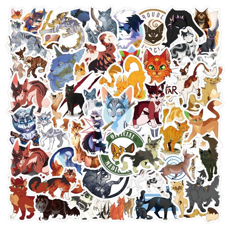 an assortment of cats stickers on a white background