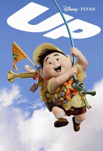 an animated character is flying through the air with a long pole in his hand and holding a flag