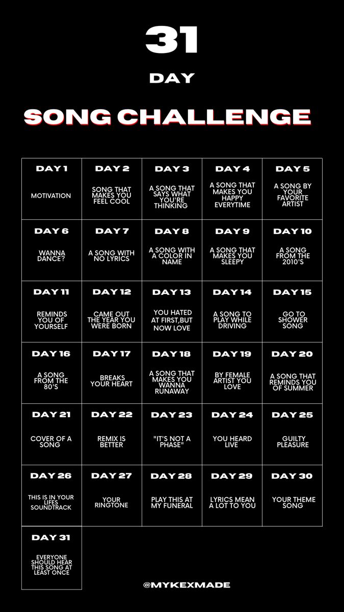 the 31 day song challenge poster