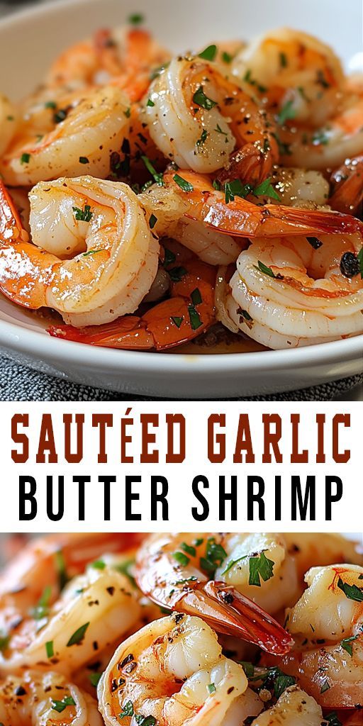 😍 This Garlic Butter Shrimp is a delicious dinner in minutes! Perfect for any night when you want something simple and tasty. #SeafoodDinner #GarlicShrimp #QuickMeals Shrimp Garlic Recipes, Saute Shrimp Easy, Garlic And Butter Shrimp, Stovetop Shrimp Recipes, Saute Shrimp Recipes, How To Cook Shrimp On The Stove, Sauted Shrimp Recipes, Sautéed Shrimp Recipes, Sauteed Shrimp Recipes Easy