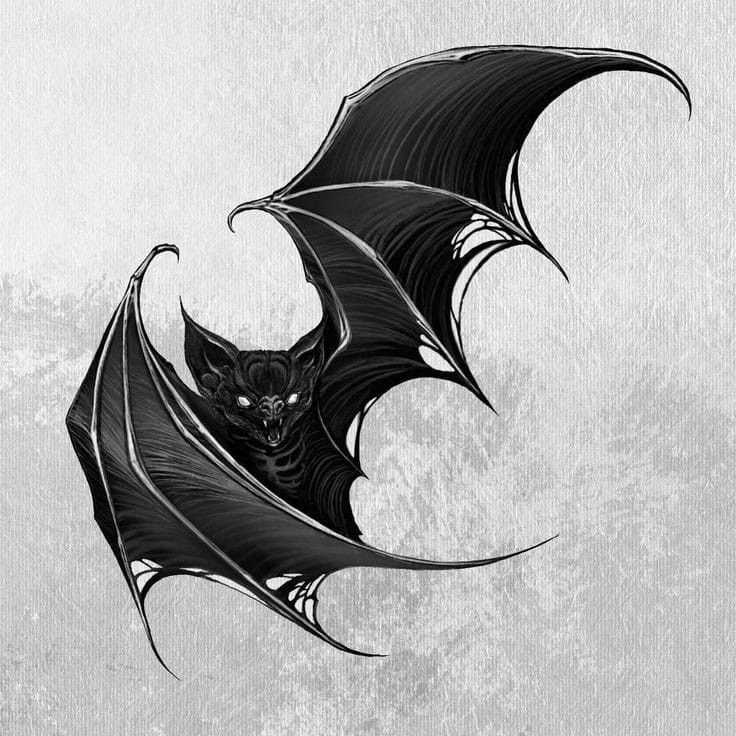 Dark Cover Up Ideas, Bat Flying Tattoo, Meatloaf Tattoo, Flying Bat Tattoo, Gothic Bat Tattoo, Dark Cover Up Tattoos, Horror Animals, Skellington Tattoo, Bats Tattoo