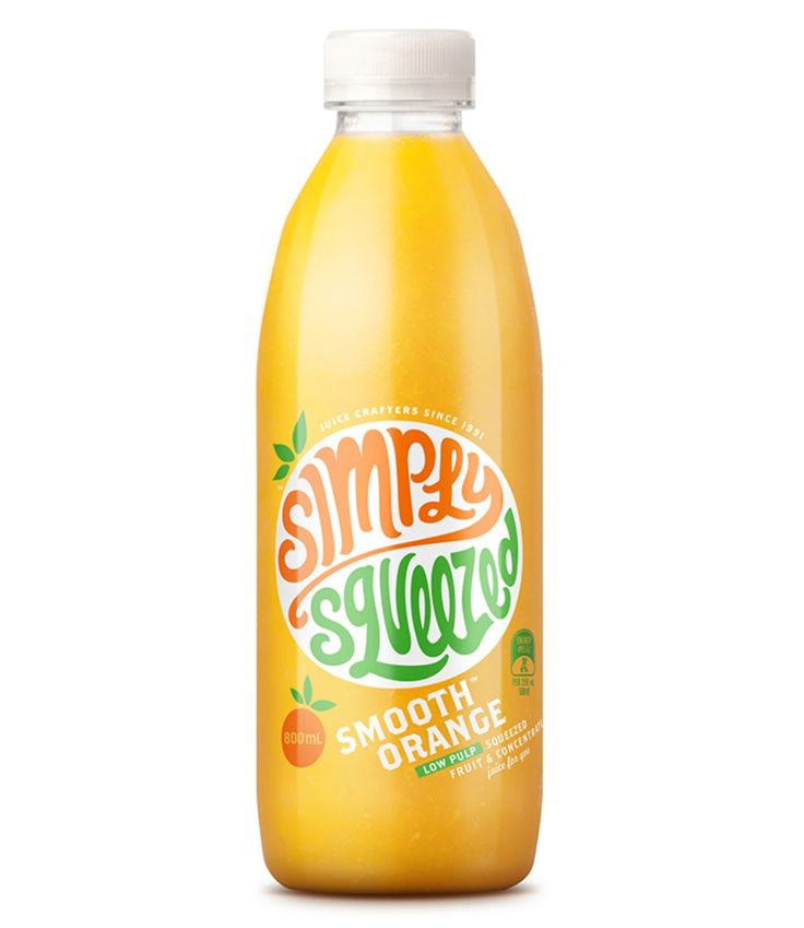 a bottle of smoothie orange juice on a white background with the words simply squeezers