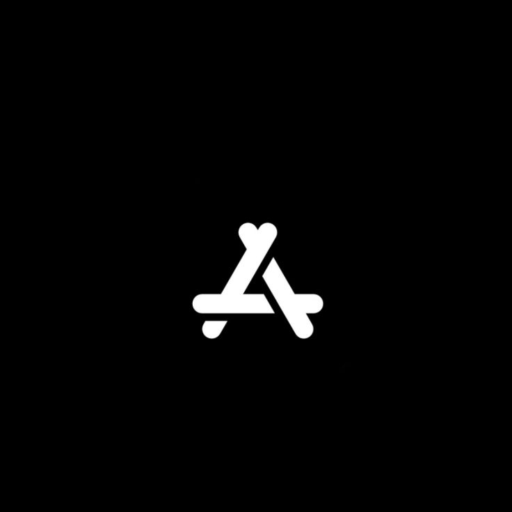 a black and white logo with the letter a in it's center, on a dark background