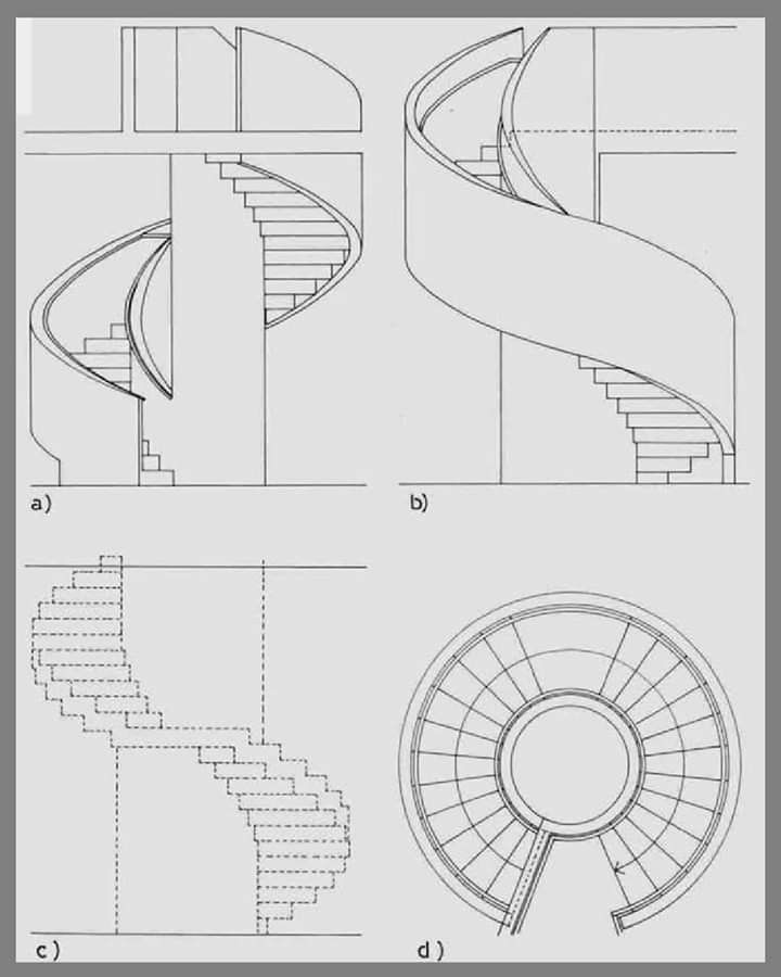 the steps and spiral staircases are shown in this diagram