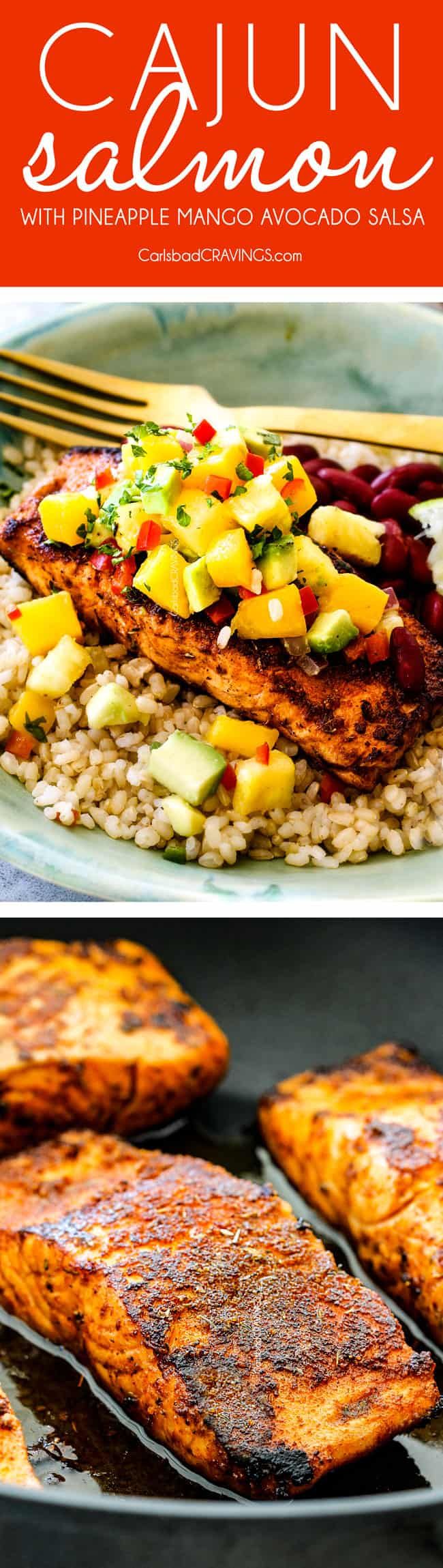 grilled salmon with pineapple and avocado salsa is an easy dinner recipe