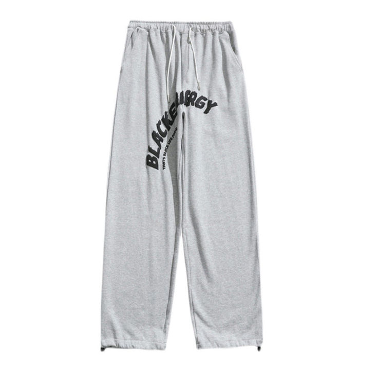 Product information:Fabric name: polyesterStyle: pencil pants / pencil pantsPants type: looseLength: trousersWaist type: high waistColor: gray. blackSize: S. M. L. XL. 2XLDesign:ï»?span data-mce-fragment="1">These joggers sit to a flattering elasticated waist. features letter print design and elasticated at cuffs.Size Information:Size: S. M. L. XL. 2XL Size（Unit：cmï¼?/th> Pants length Hips Waist S 91 96 56 M 92 100 60 L 93 104 64 XL 94 108 68 2XL 95 112 72 Trendy Gray Pants With Letter Print, Baggy High-waist Pants With Letter Print, Baggy High Waist Pants With Letter Print, Casual Gray Pants With Letter Print, Gray Letter Print Pants For Loungewear, Gray High Waist Baggy Sweatpants, Gray High Waist Pants For Streetwear, Gray Straight Pants For Streetwear, Gray High-waisted Pants For Streetwear