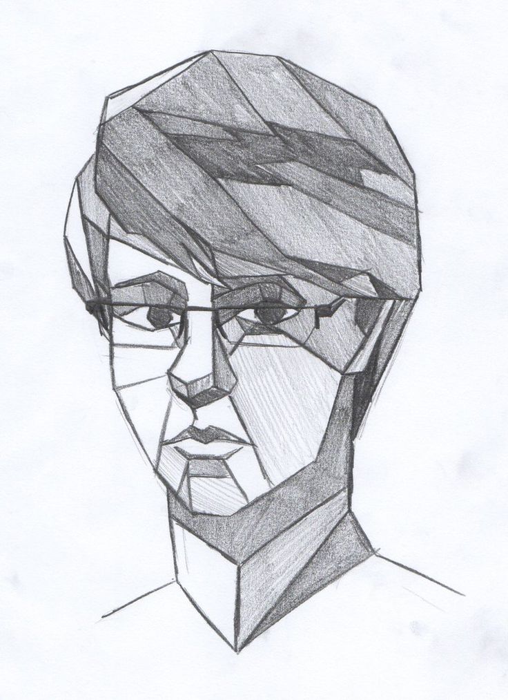 a pencil drawing of a man with glasses