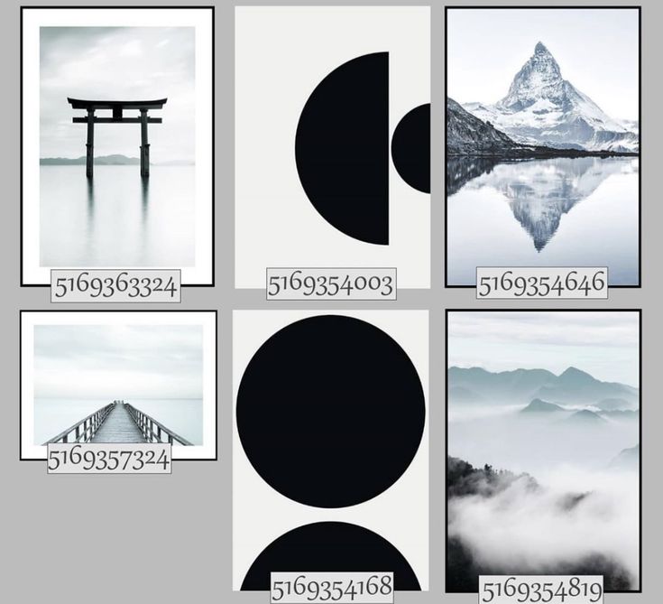 four different pictures with mountains and water in the middle one has a black circle on it