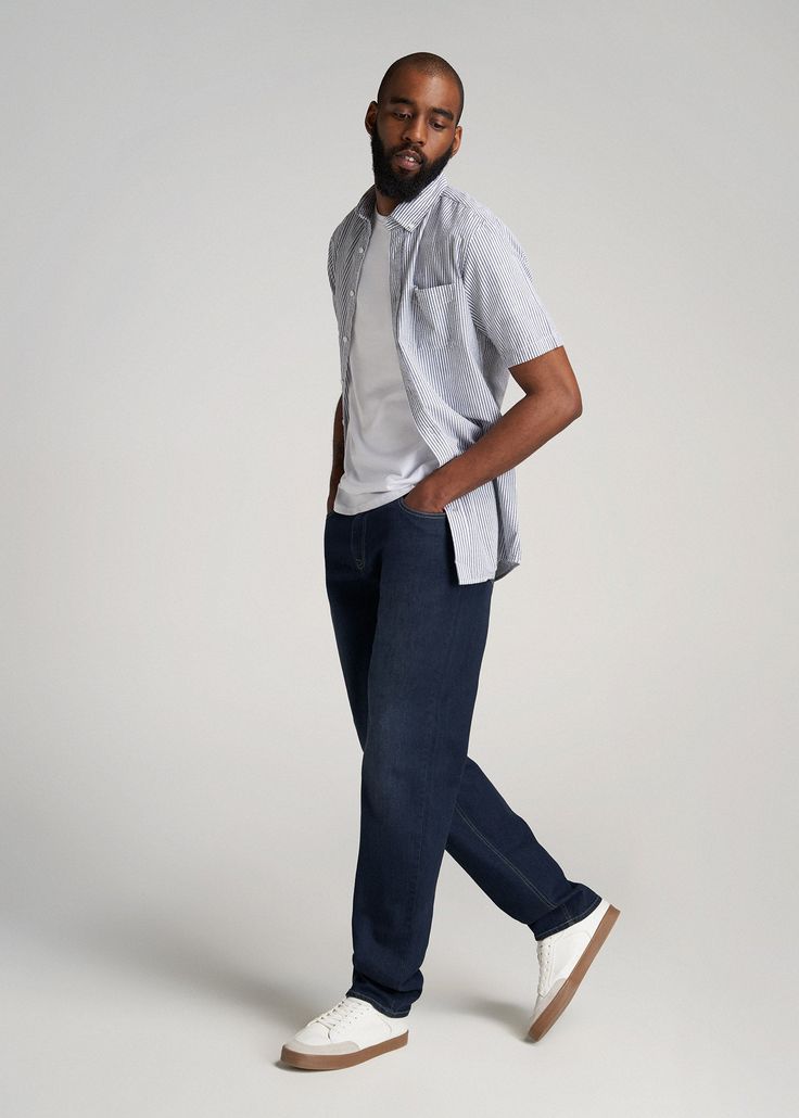 About Our Tall Relaxed Fit Jeans Semi-relaxed and super-long. These men's tall jeans have a relaxed fit that's generous without being too loose or baggy. They have slightly more room across the hips and thighs than our other styles while still providing the length you need. Like all of our jeans for tall men, they've been designed with your height in mind and have proper proportions throughout, from the rise to the knee placement. Choose from extra-long inseams ranging from 36” all the way up to Casual Big And Tall Dark Wash Jeans, Casual Big And Tall Cotton Jeans, Casual Cotton Jeans For Big And Tall, Casual Dark Wash Jeans For Big And Tall, Medium Wash Big And Tall Casual Bottoms, Big And Tall Medium Wash Casual Bottoms, Big And Tall Casual Medium Wash Bottoms, Classic Big And Tall Denim Bottoms, Big And Tall Casual Bottoms In Medium Wash