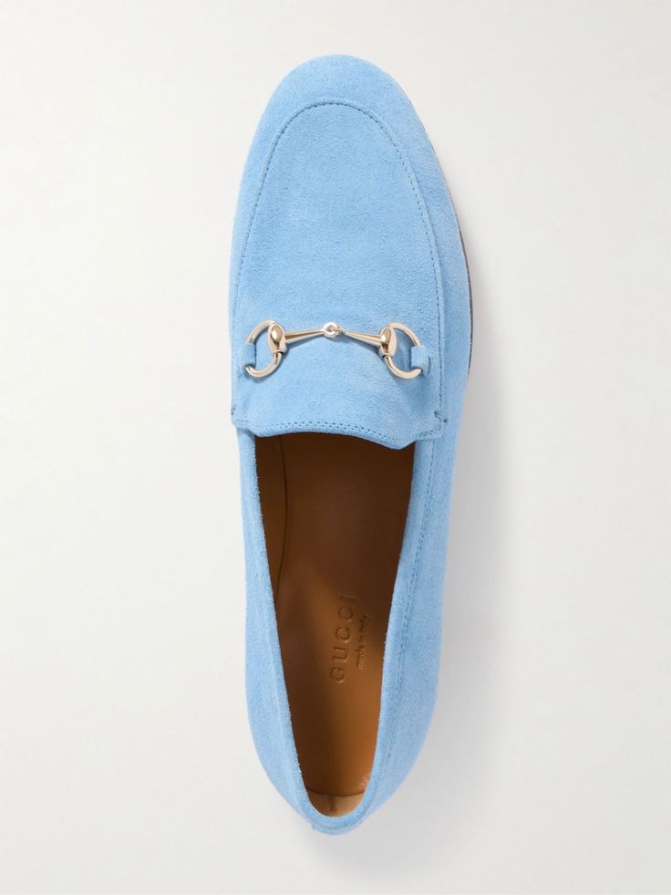 GUCCI Jordaan horsebit-detailed suede loafers | NET-A-PORTER Loafers Gucci, Gucci Jordaan, Eyewear Shop, Raffia Bag, Jo Malone London, Jo Malone, Fine Watches, Suede Loafers, Beauty Sets