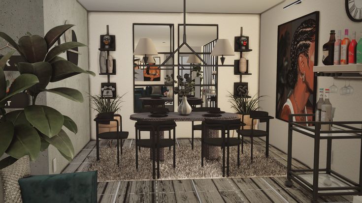 a living room filled with lots of furniture next to a wall mounted clock on the wall