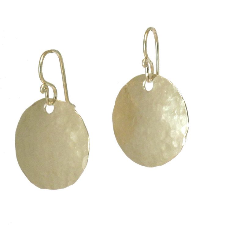 "Hammered circles, about 1-1/4\" long, 3/4\" diameter. Available in 14k gold filled & sterling silver, 14k rose gold filled **We now offer LAYAWAY**Please read our policy section for more info - http://www.etsy.com/shop/CalicoJunoJewelry/policy" 14k Gold Hammered Round Disc Jewelry, Everyday Hammered Round Disc Jewelry, Hammered 14k Gold Round Disc Jewelry, Hammered Yellow Gold Round Disc Jewelry, Hand Forged Rose Gold Jewelry, Hand Forged Rose Gold Round Jewelry, Hand Forged Gold Round Disc Jewelry, Hand Forged Round Rose Gold Jewelry, Hand Forged Sterling Silver Round Disc Jewelry