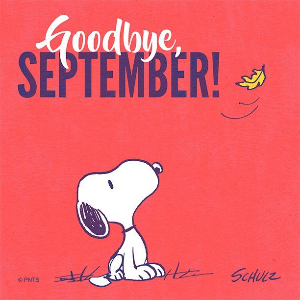 an image of a cartoon character with the words goodbye september written in blue and red