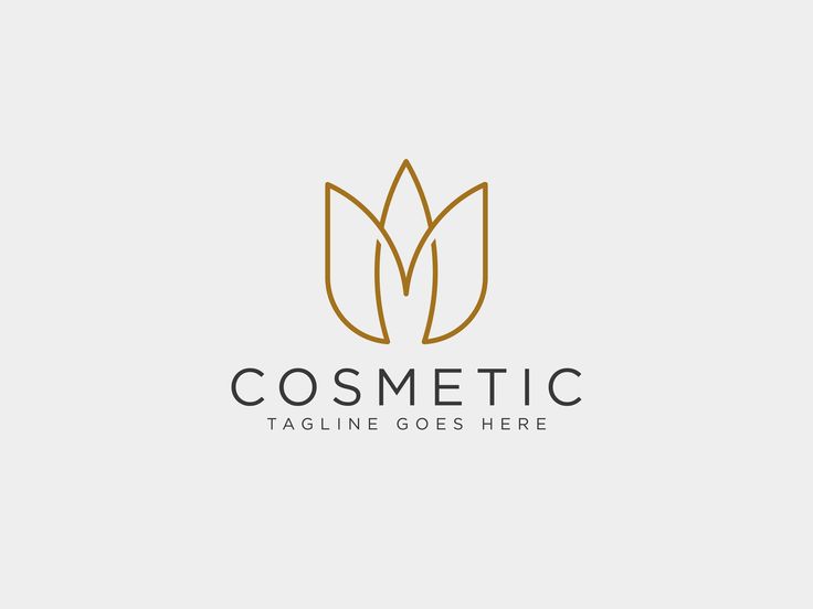 the logo for cosmetics company cosmetic, consisting of two leaves and one letter that says cosmetic