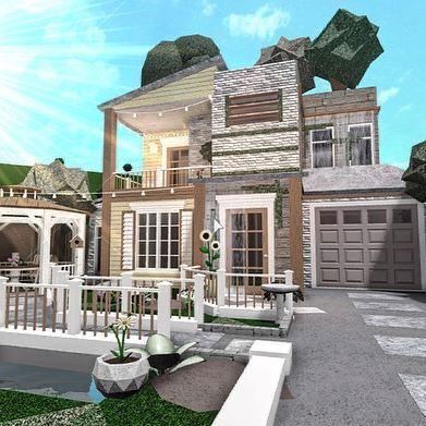 NOT MADE BY ME!! but it do be cute doe!! #bloxburg #bloxburgbuild #bohemian #robloxgame Cottages Bloxburg, Bloxburg Family Home, Bloxburg House Design, Bloxburg Suburban, Aesthetic House Exterior, Bloxburg Aesthetic, House Exterior Bloxburg, Bloxburg Exterior, House Design Plans