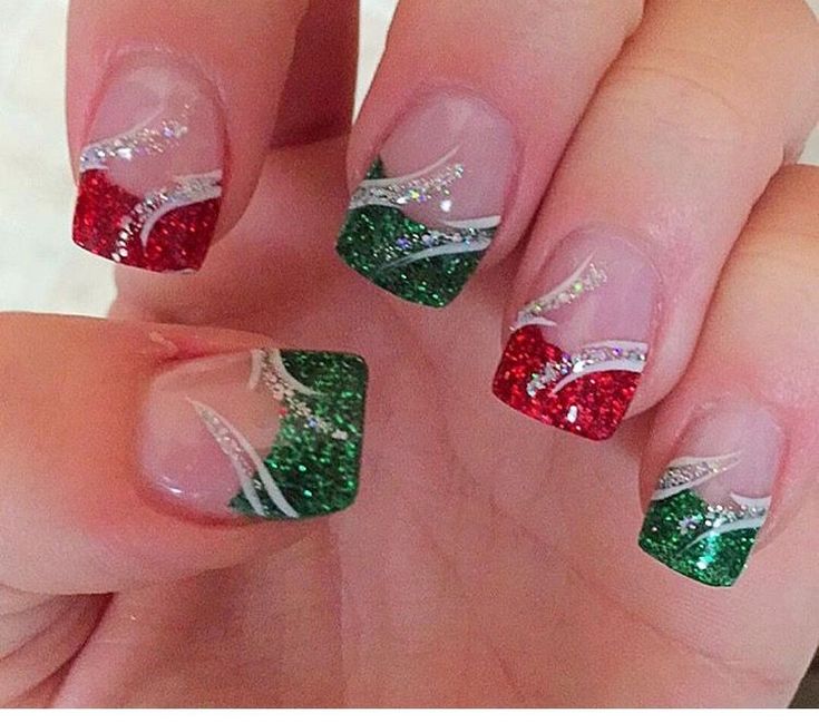 Beauty & Personal Care | Christmas Nail Designs | Winter Nails 2023 Trends French Green Christmas Nails, Simple Christmas Nails Winter Short Square, Holiday Nail Tips, Short Square Acrylic Nails French Tips Christmas, Square Nails Christmas Art Designs, Simple Short Christmas Nail Designs, Christmas Nail Art Designs French Tips, Christmas French Tip Nails Square, Christmas French Nails Design