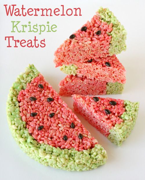 watermelon krispie treats are displayed on an iphone screen with the caption