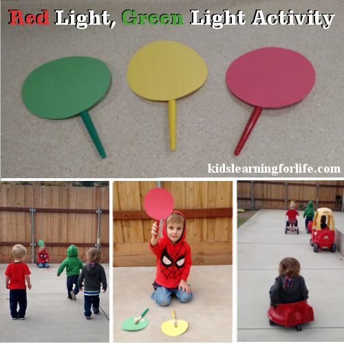 the red light green light activity is great for toddlers and older children to play with