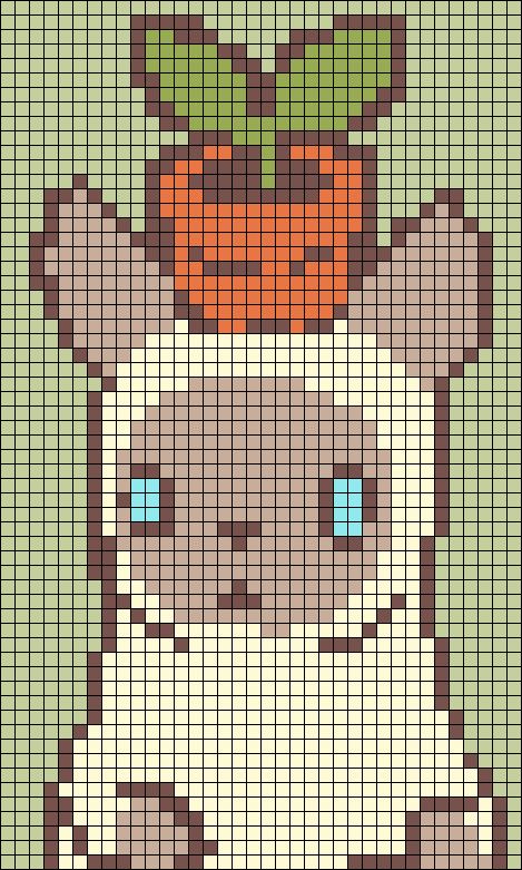 a cross stitch pattern with an image of a cat wearing a pumpkin on it's head