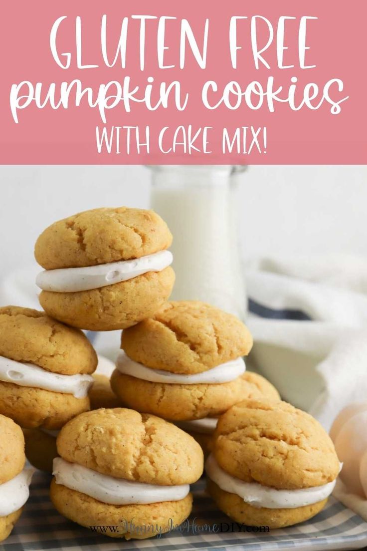 gluten free pumpkin cookies with cake mix are stacked on top of each other