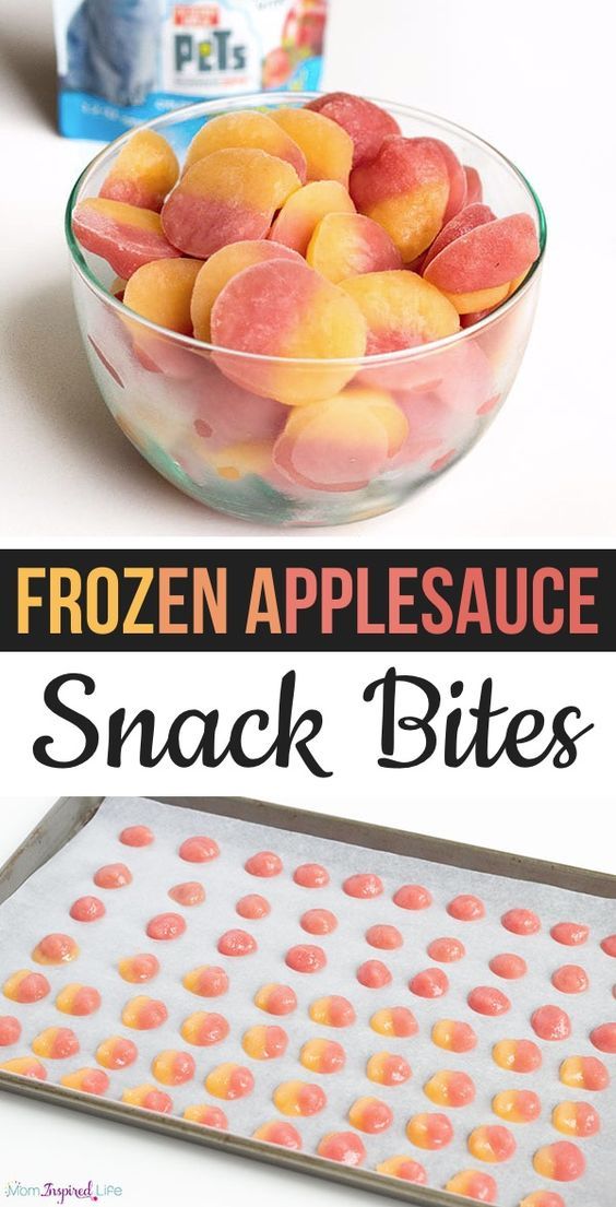 frozen applesauce snack bites in a glass bowl