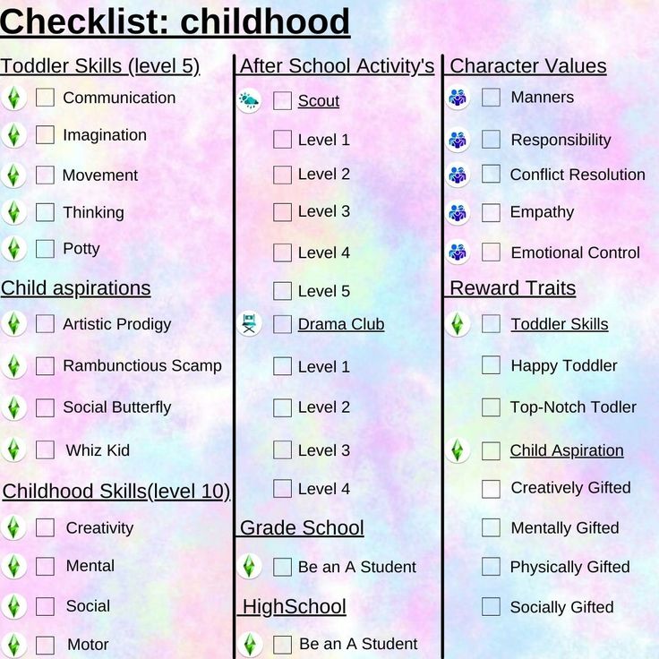 the checklist for children is shown in this image